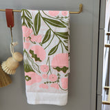 Pretty Pink Flowers Flour Sack Tea Towel - Holistic Habitat 