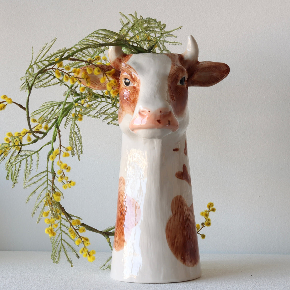 Annabelle Hand Painted Stoneware Cow Vase - Holistic Habitat 