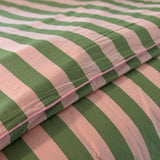 Cotton Duvet Cover in Green Stripe: Euro King/Queen