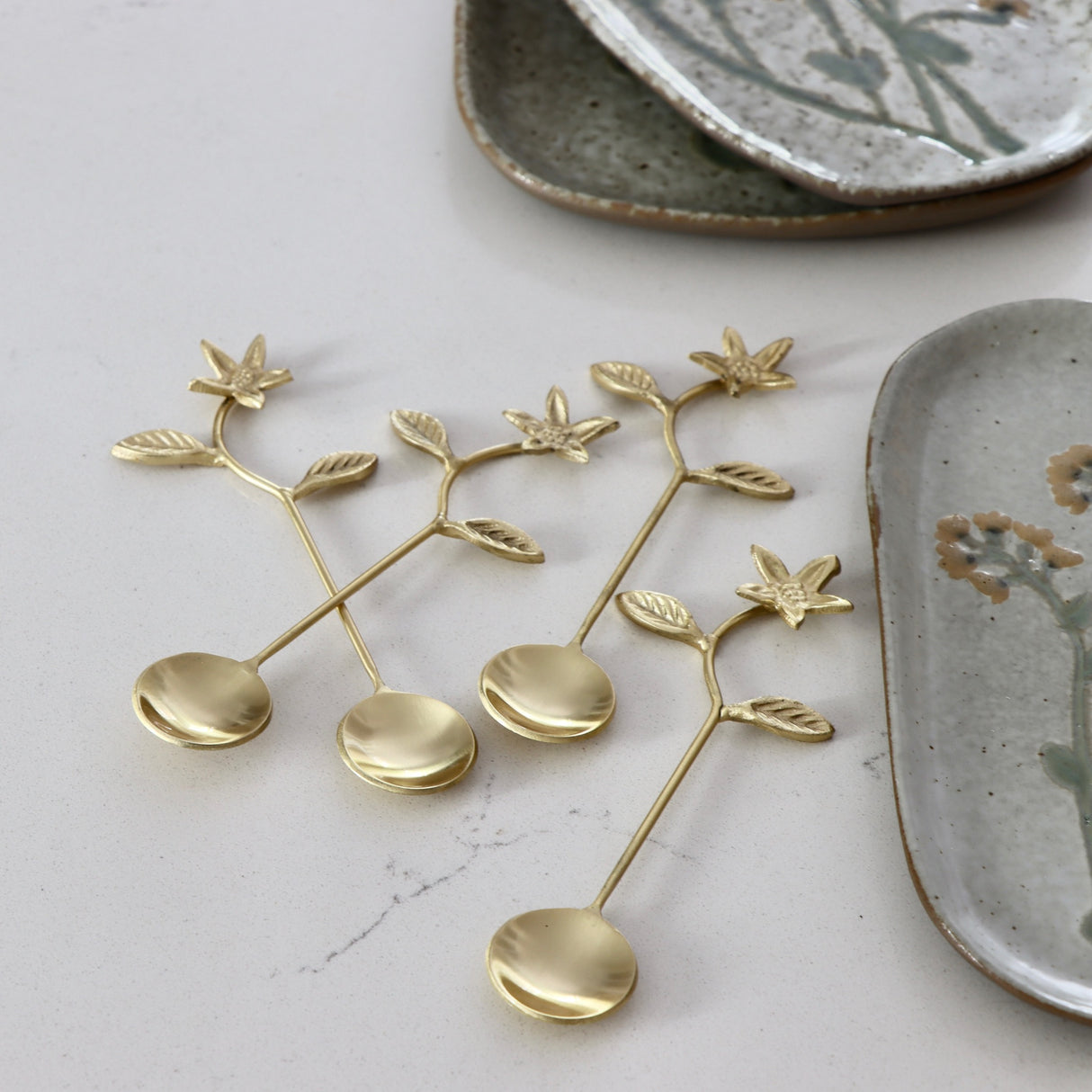 Brass Daisies Stainless Steel Teaspoons - Set of 4 - Holistic Habitat 