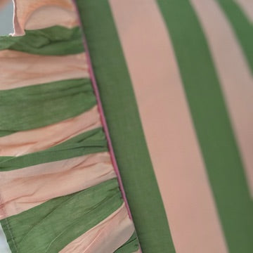 Cotton Duvet Cover in Green Stripe: Euro King/Queen