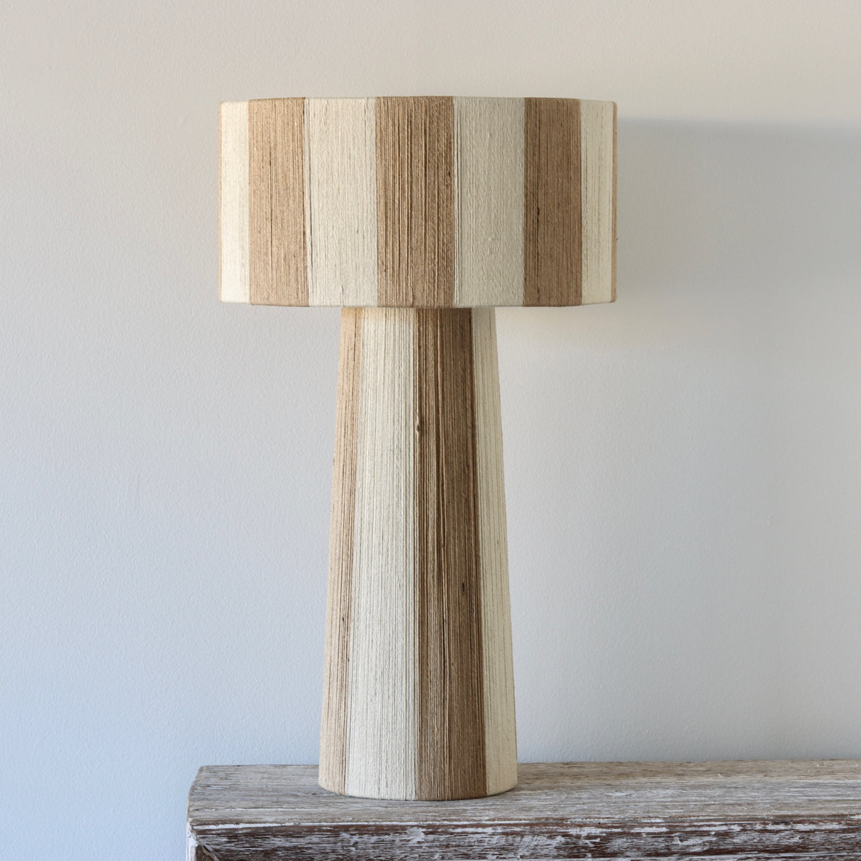 Jute Stripes Table Lamp With Shade - Holistic Habitat 