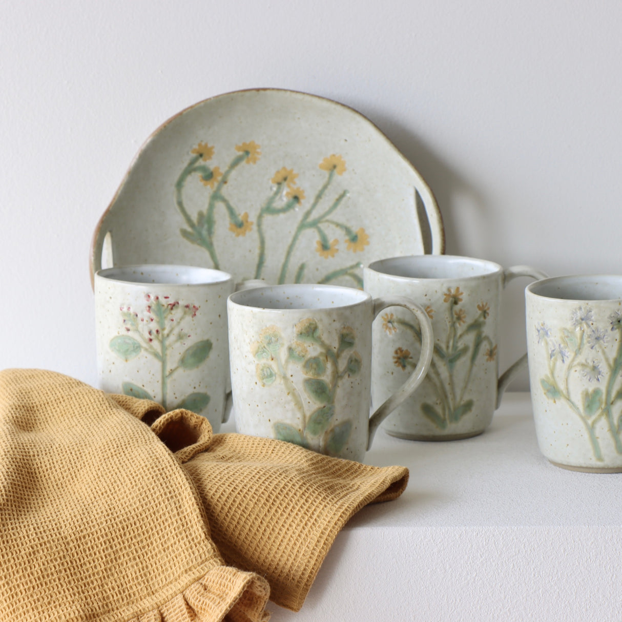 Forsythia Hand Painted Stoneware Bowl - Holistic Habitat 