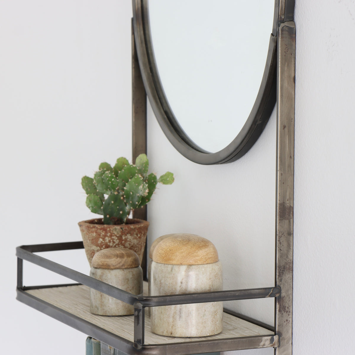 Minimalist Metal Mirror with Shelves - Holistic Habitat 