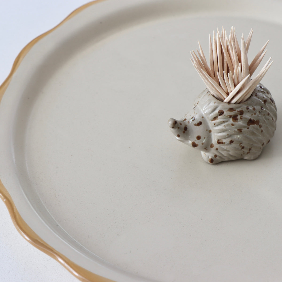Hedgehog Stoneware Toothpick Holder and Plate - Holistic Habitat 