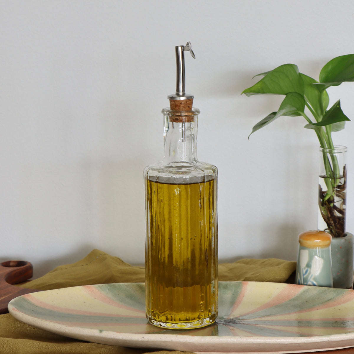 Clear Recycled Glass Oil Bottle - Holistic Habitat 