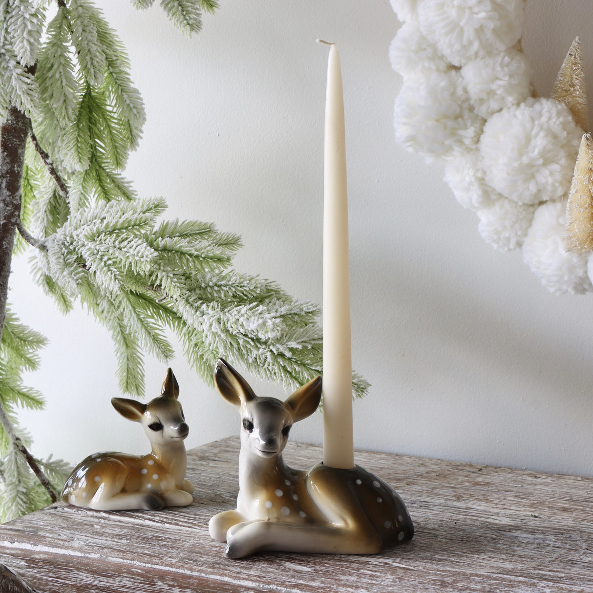 Ceramic Fawn Taper Candle Holder - Holistic Habitat 