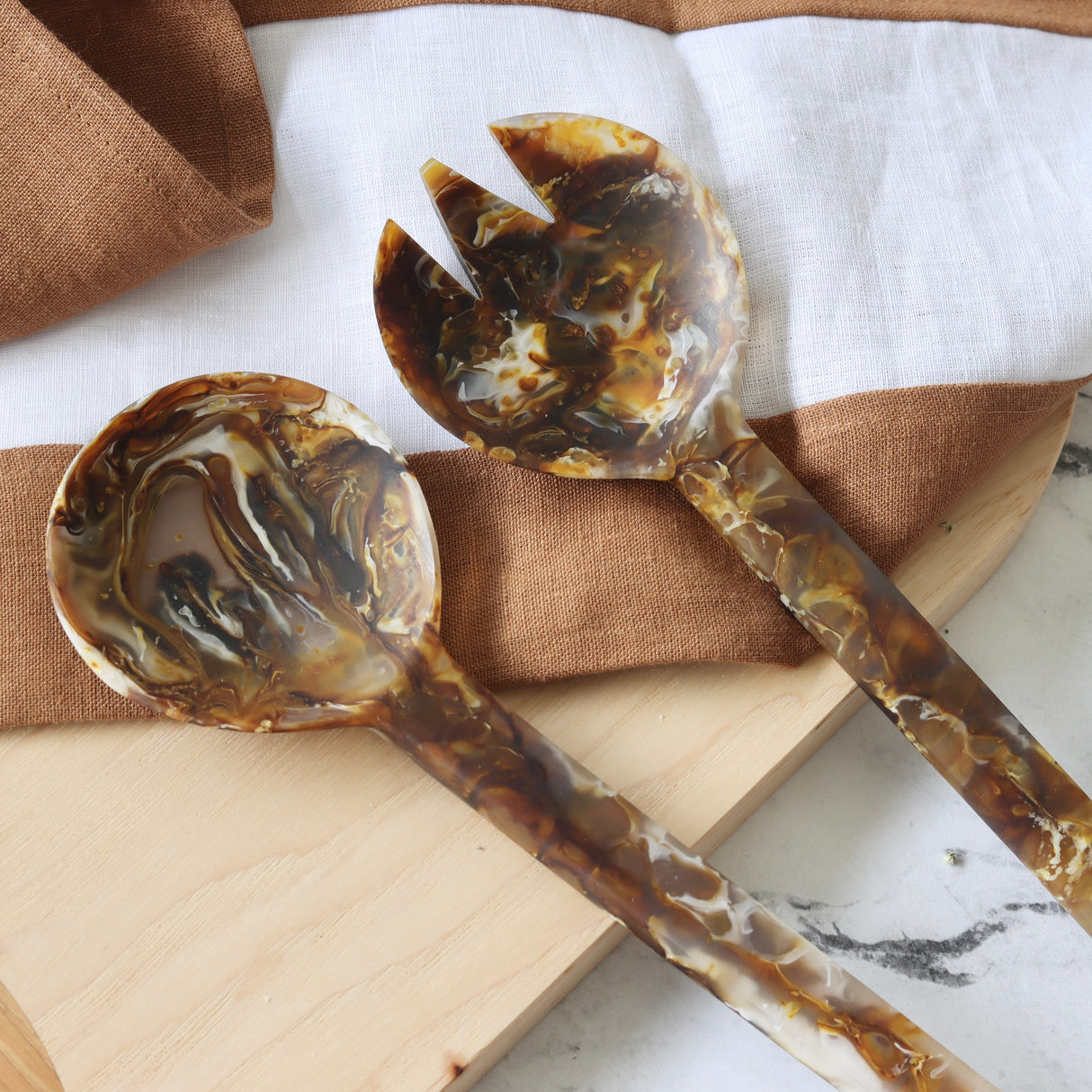 Marbled Resin Salad Servers - Set of 2 - Holistic Habitat 