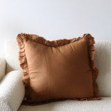 Daphne Rust Ruffled Linen Pillow Cover