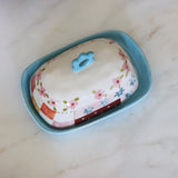 Patchwork Hand-Painted Stoneware Butter Dish