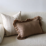 Benji Double Beige Stripe Linen Blend Pillow Cover