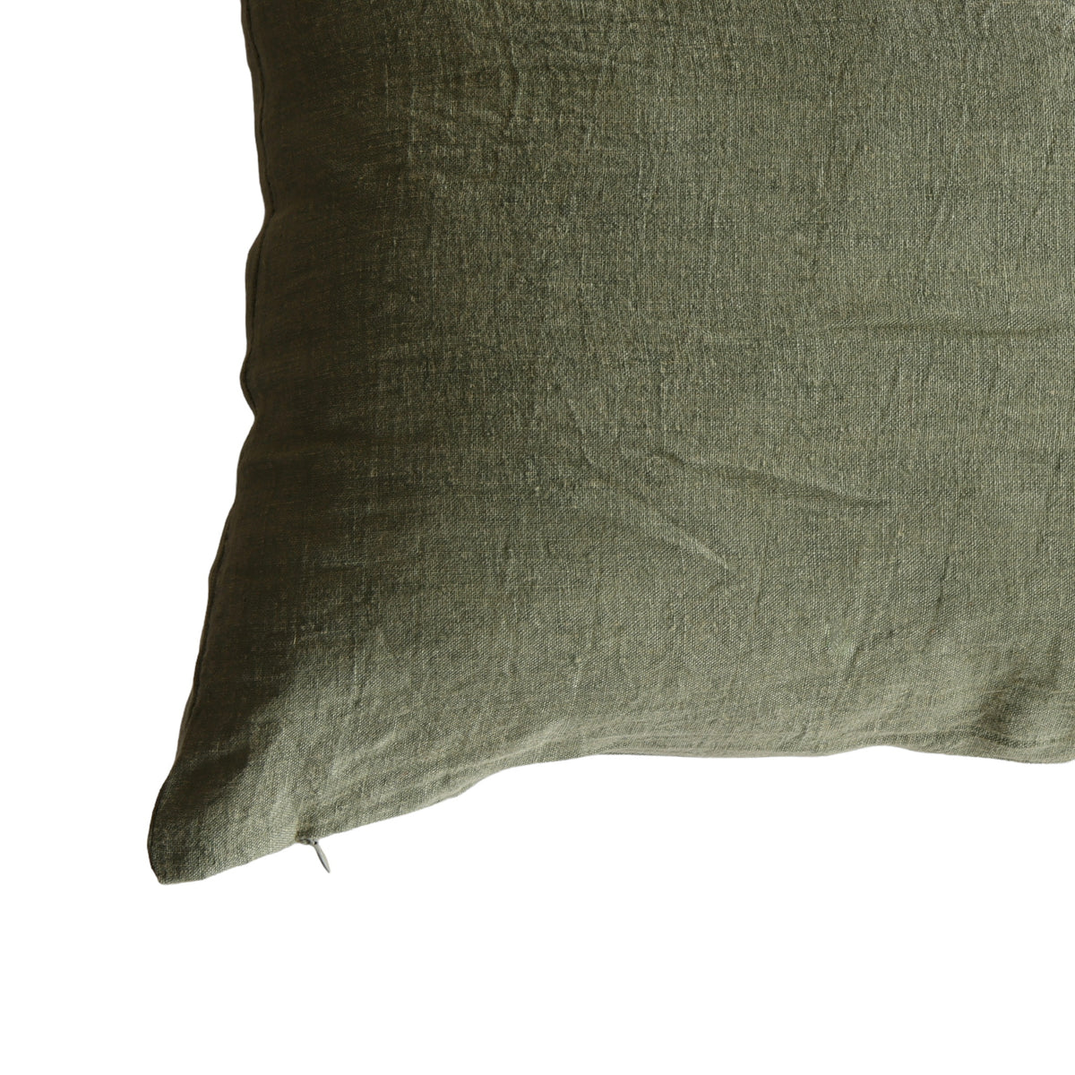 Olive Stonewashed Linen Lumbar Pillow 24x16 - Holistic Habitat 