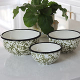 Green Splatter Enameled Bowls - Set of 3 - Holistic Habitat 