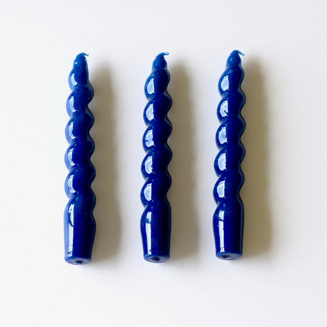 Spiral Taper Candles - 3 Pack - Navy - Holistic Habitat 