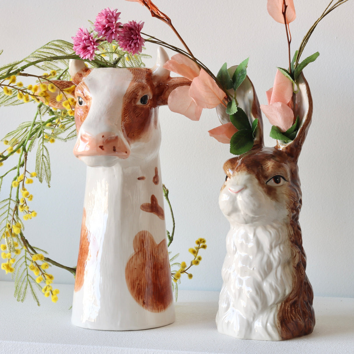 Hazel Hand Painted Stoneware Rabbit Vase - Holistic Habitat 