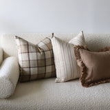 Benji Double Beige Stripe Linen Blend Pillow Cover