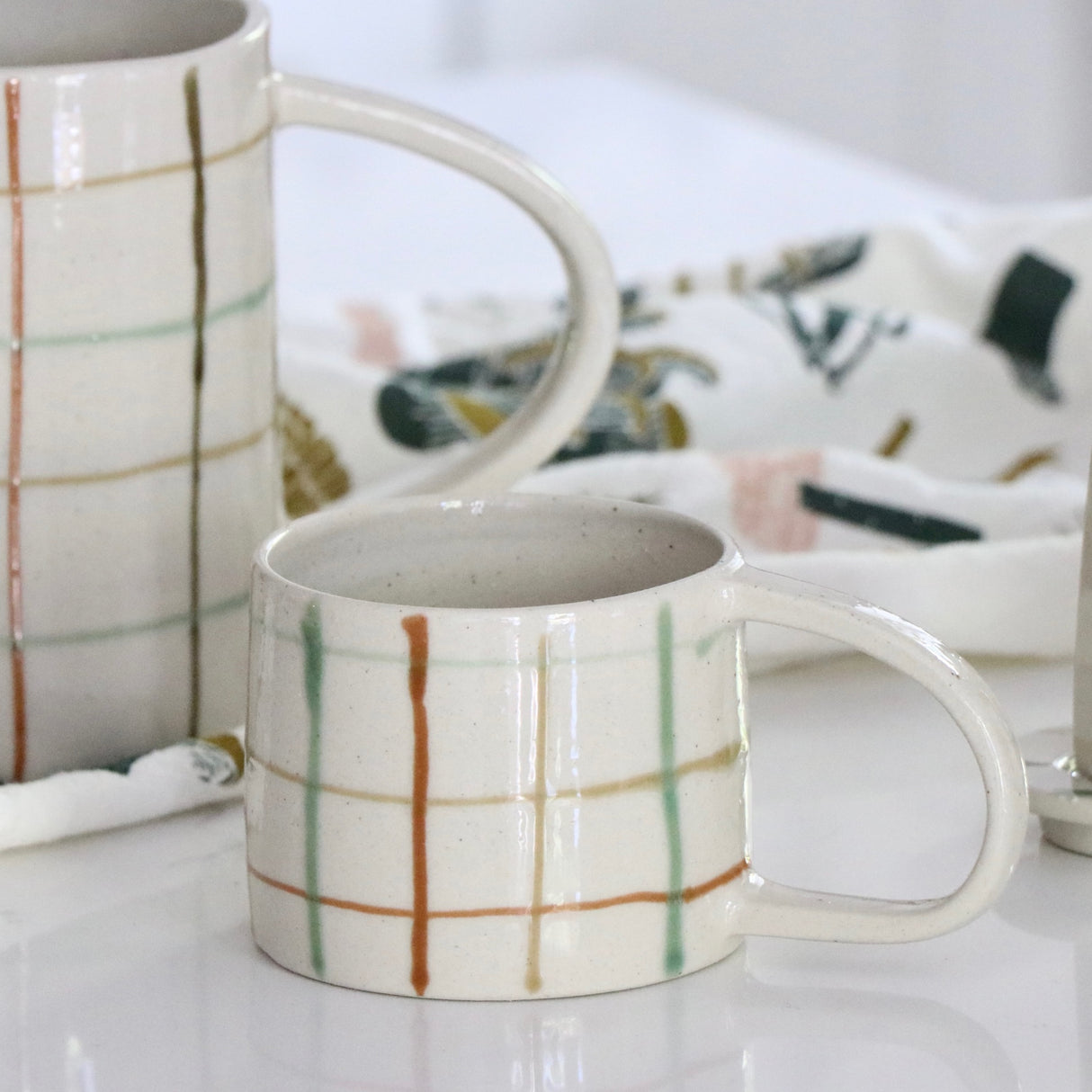 Plaid Hand-Painted Stoneware Mug