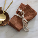 Rust Stonewashed Linen Napkins - Set of 4 - Holistic Habitat 