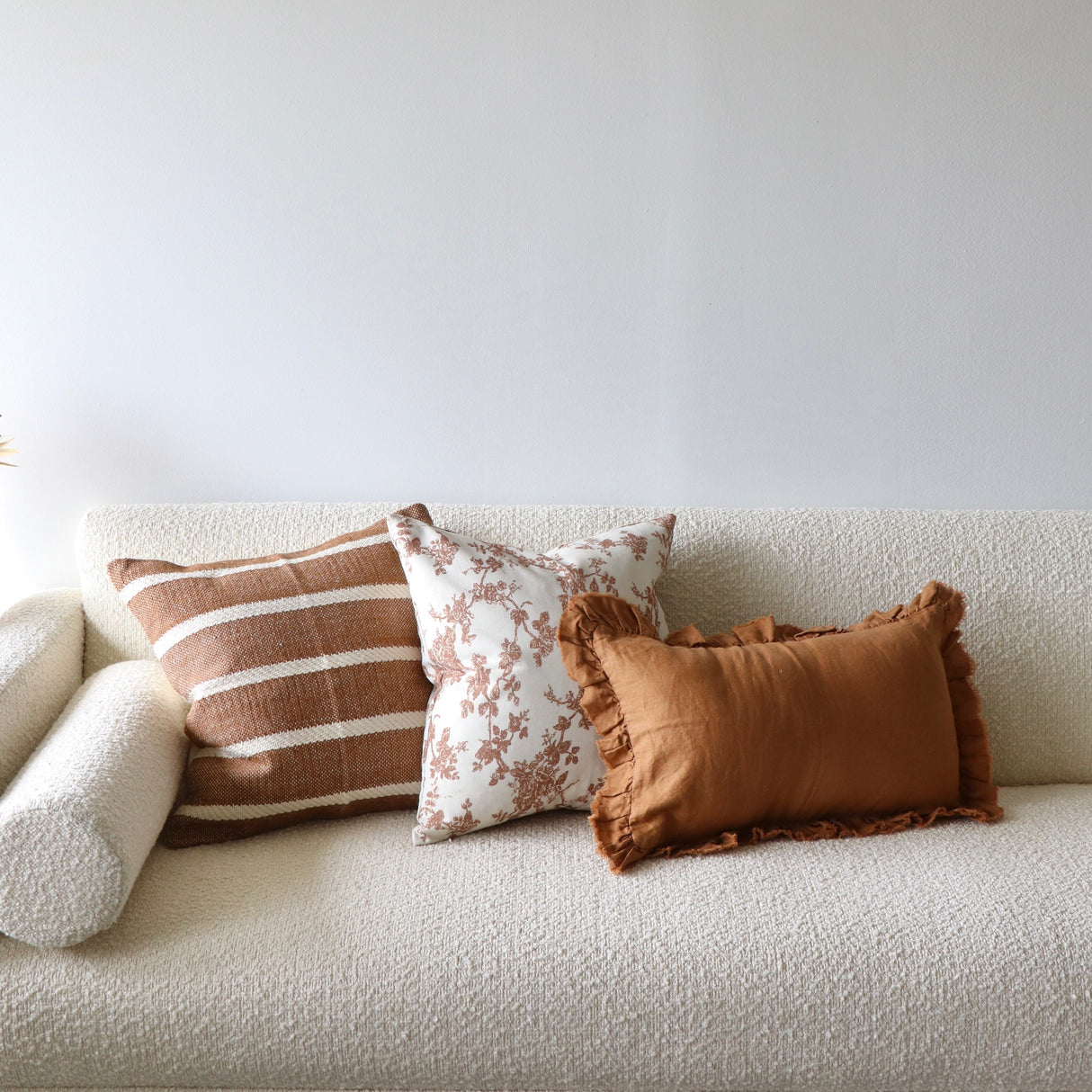 Bailey Rust & Cream Rope Stripe Pillow Cover