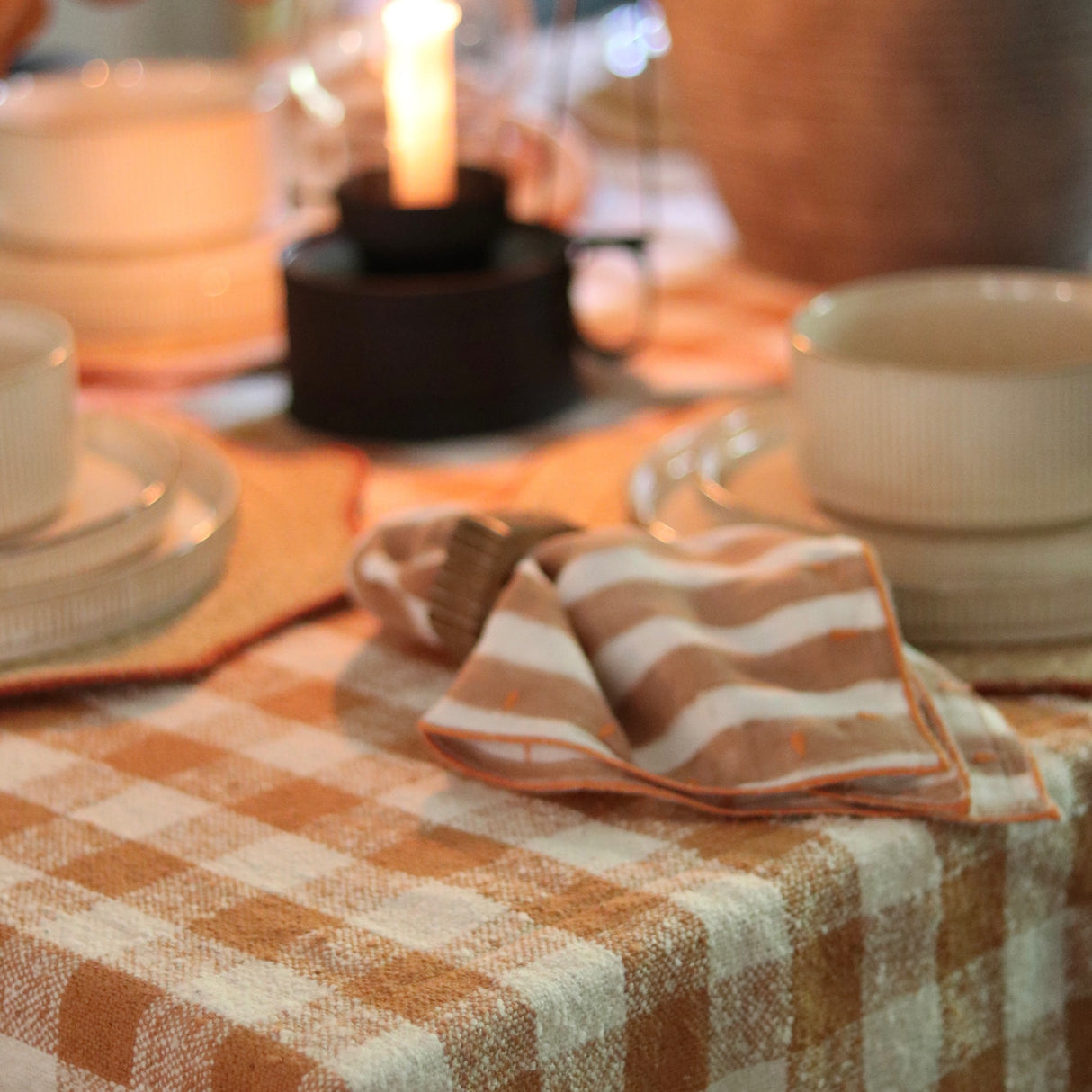 Handmade Rust Gingham Tablecloth