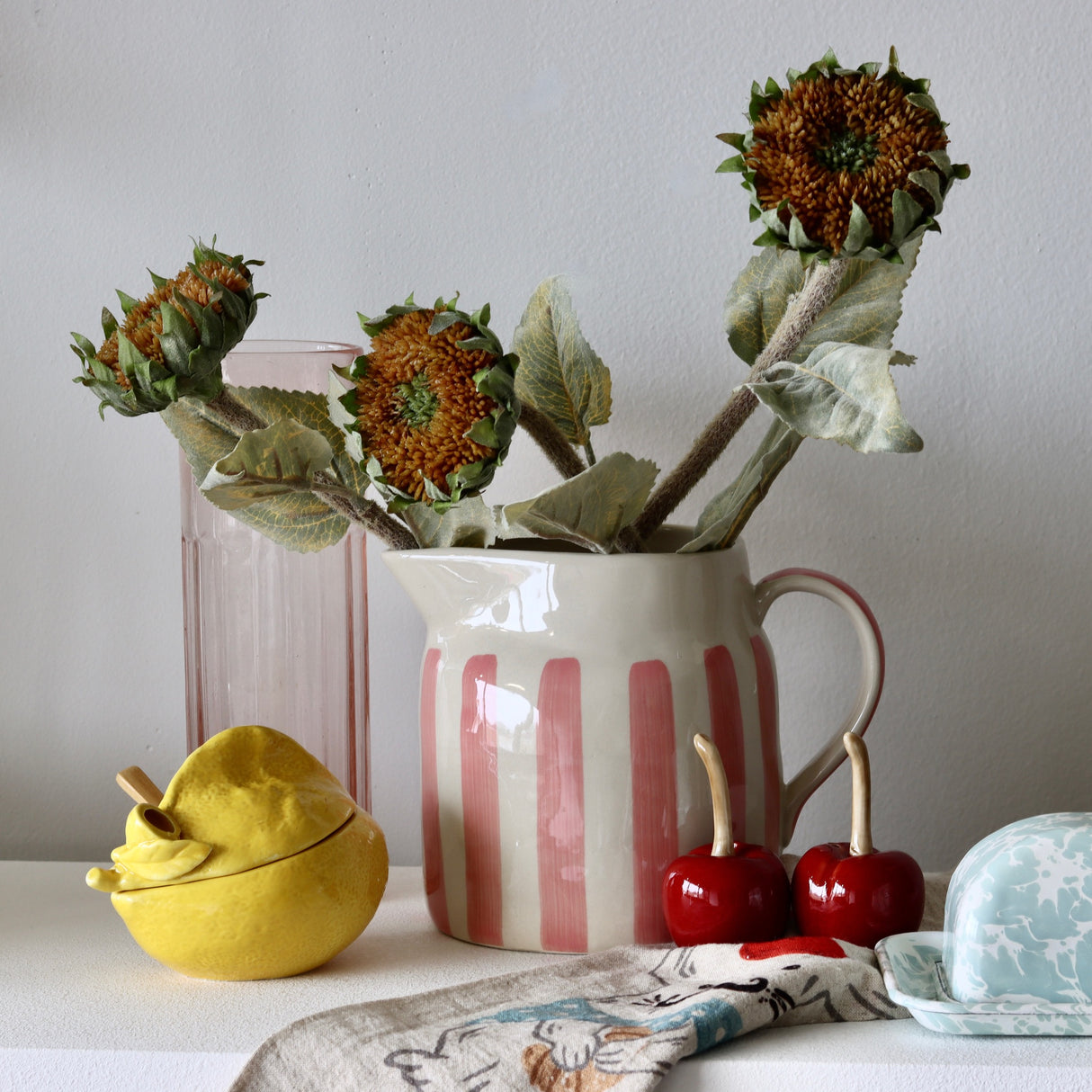 Lemon Stoneware Sugar Pot with Wooden Spoon - Holistic Habitat 