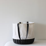 Coronado Canvas and Willow Basket Tote | Black & White - Holistic Habitat 