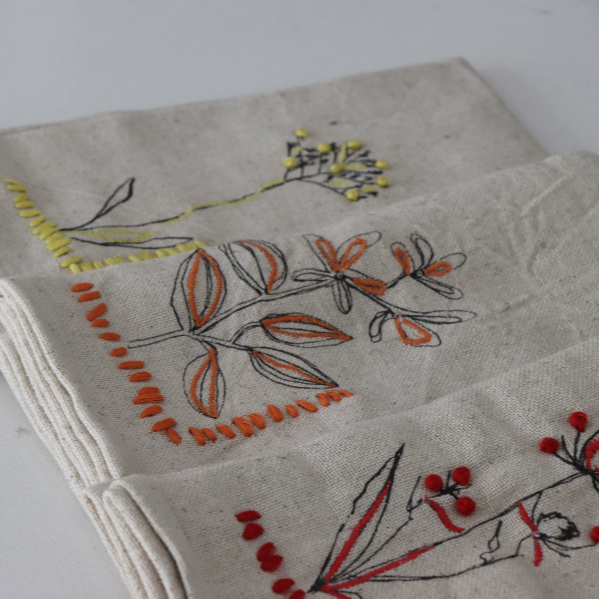Delicate Flower Embroidered Cotton Napkins Set of 4 - Holistic Habitat 