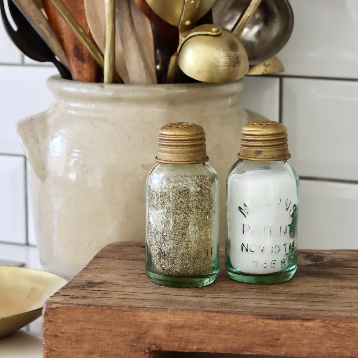 Mini Mason Jar Salt and Pepper Shakers Gold Holistic Habitat