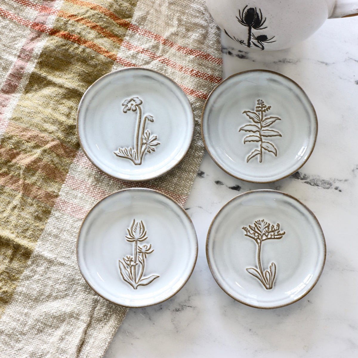 Desert Blooms Embossed Stoneware Dessert Plates - Set of 4 - Holistic Habitat 