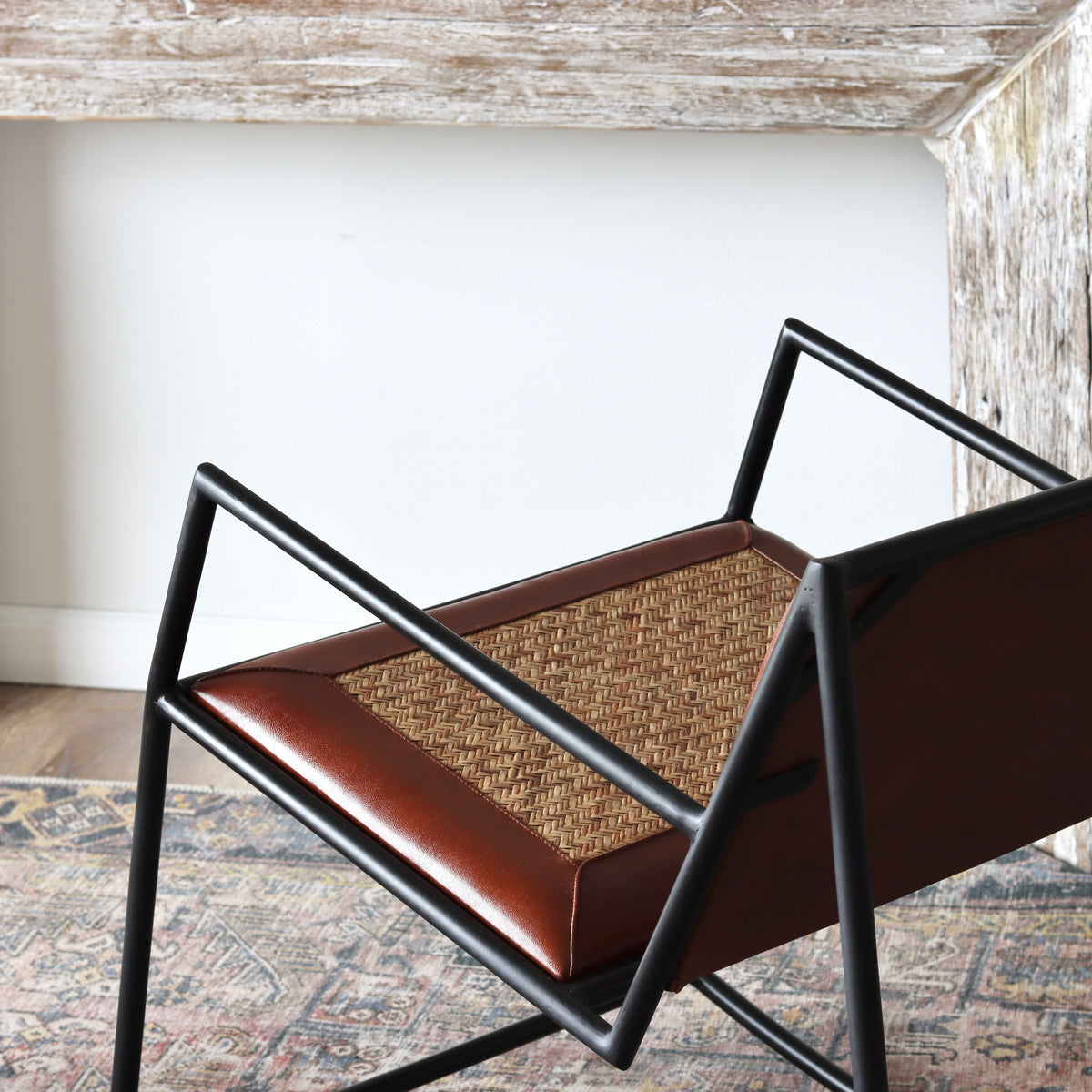 Kaia Leather &amp; Woven Cane Rocking Chair - Holistic Habitat 