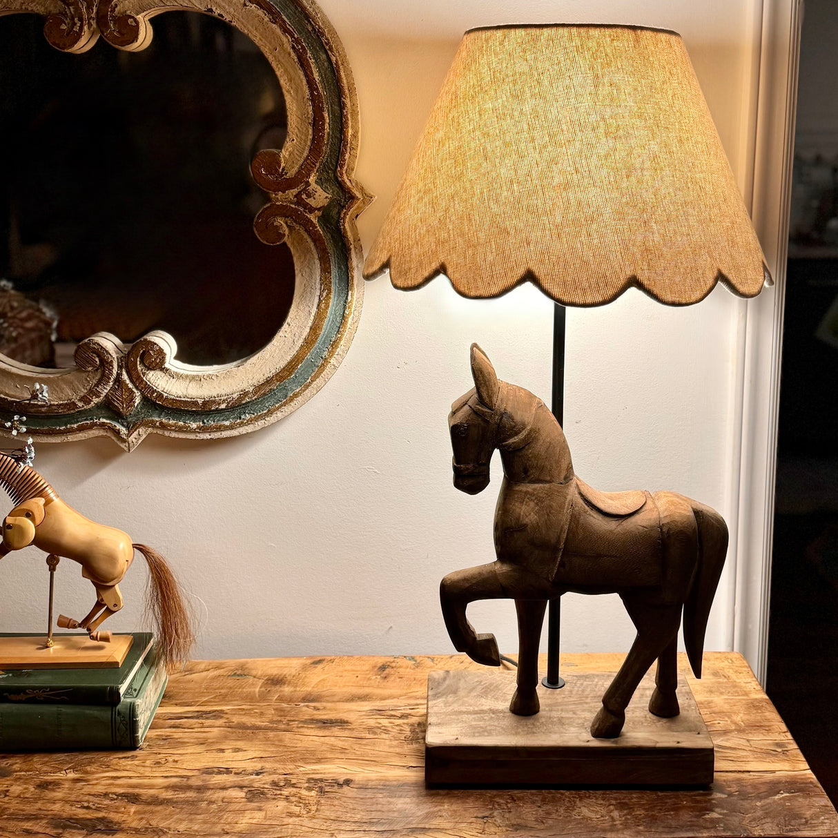 Trotting Horse Wooden Lamp