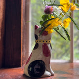 Charlotte Hand-Painted Vintage Reproduction Staffordshire Cat Vase