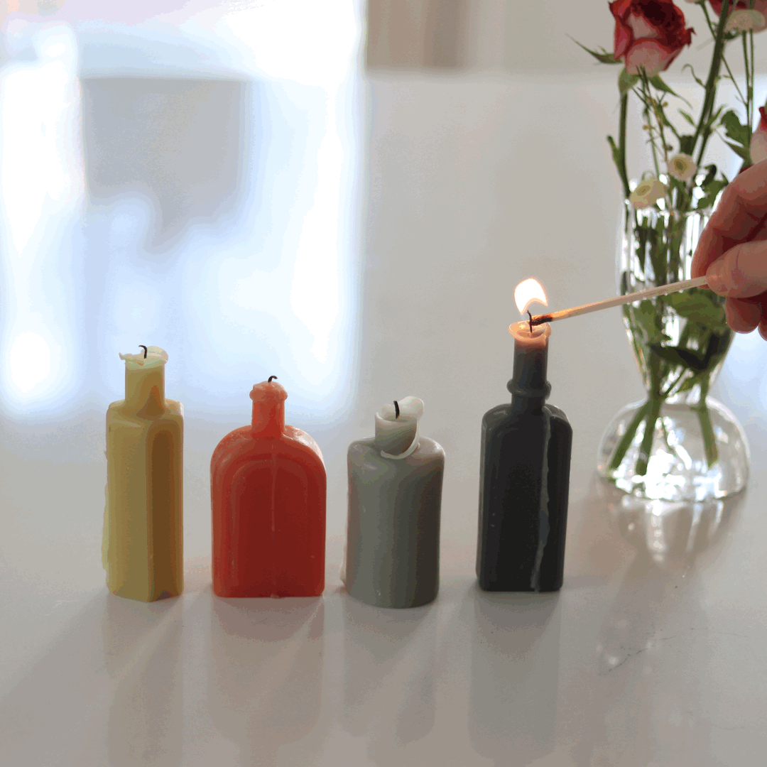 Multicolor Embossed Vintage Bottle Shaped Candles - Set of 4 - Holistic Habitat 