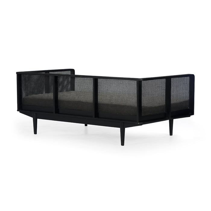 Elliot Black Caned Daybed with White Cotton Mattress - Holistic Habitat 