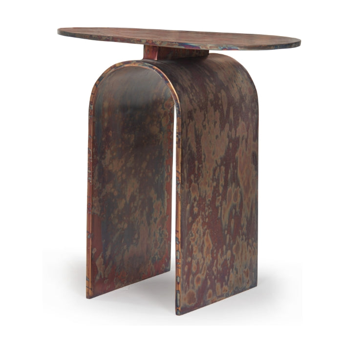Emi Arch Oxidized Copper Finish End Table - Holistic Habitat 