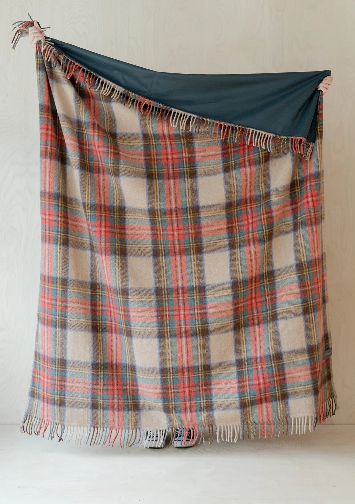 Recycled Wool Picnic Blanket &amp; Carrier | Stewart Dress Tartan - Holistic Habitat 