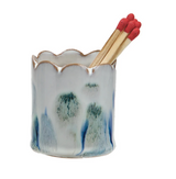 Watercolors Scalloped Stoneware Matchstick Holder / Striker