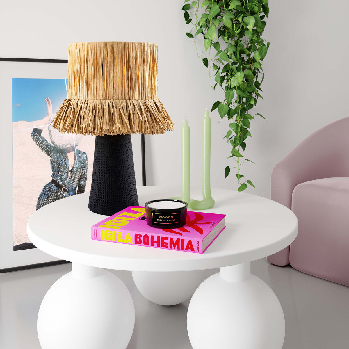 Veda Natural Raffia Table Lamp