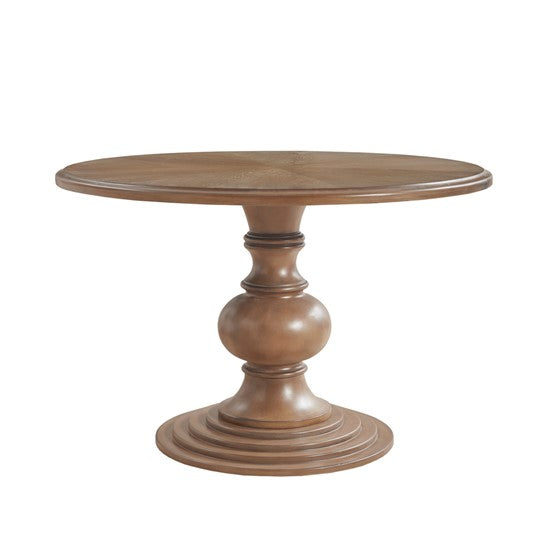 Dani Round Turned Wood Pedestal Dining Table - Holistic Habitat 