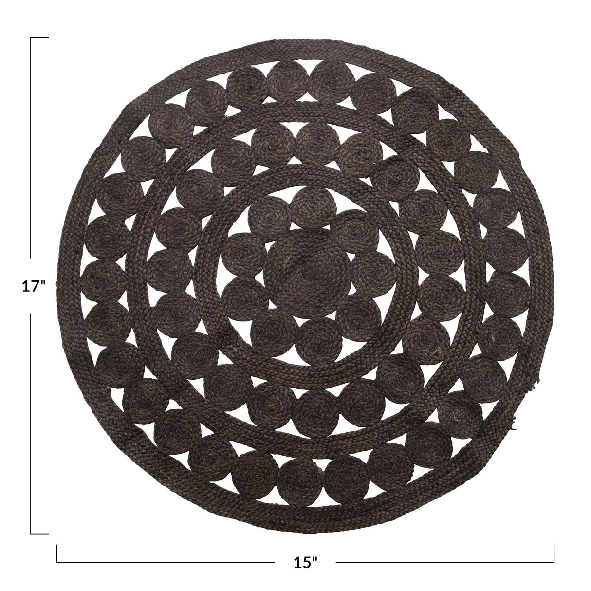 Black Lace Braided Jute Rug - 4' Round - Holistic Habitat 