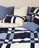 Patchwork Plaid Lumbar Pillow Cover: Navy - Holistic Habitat 