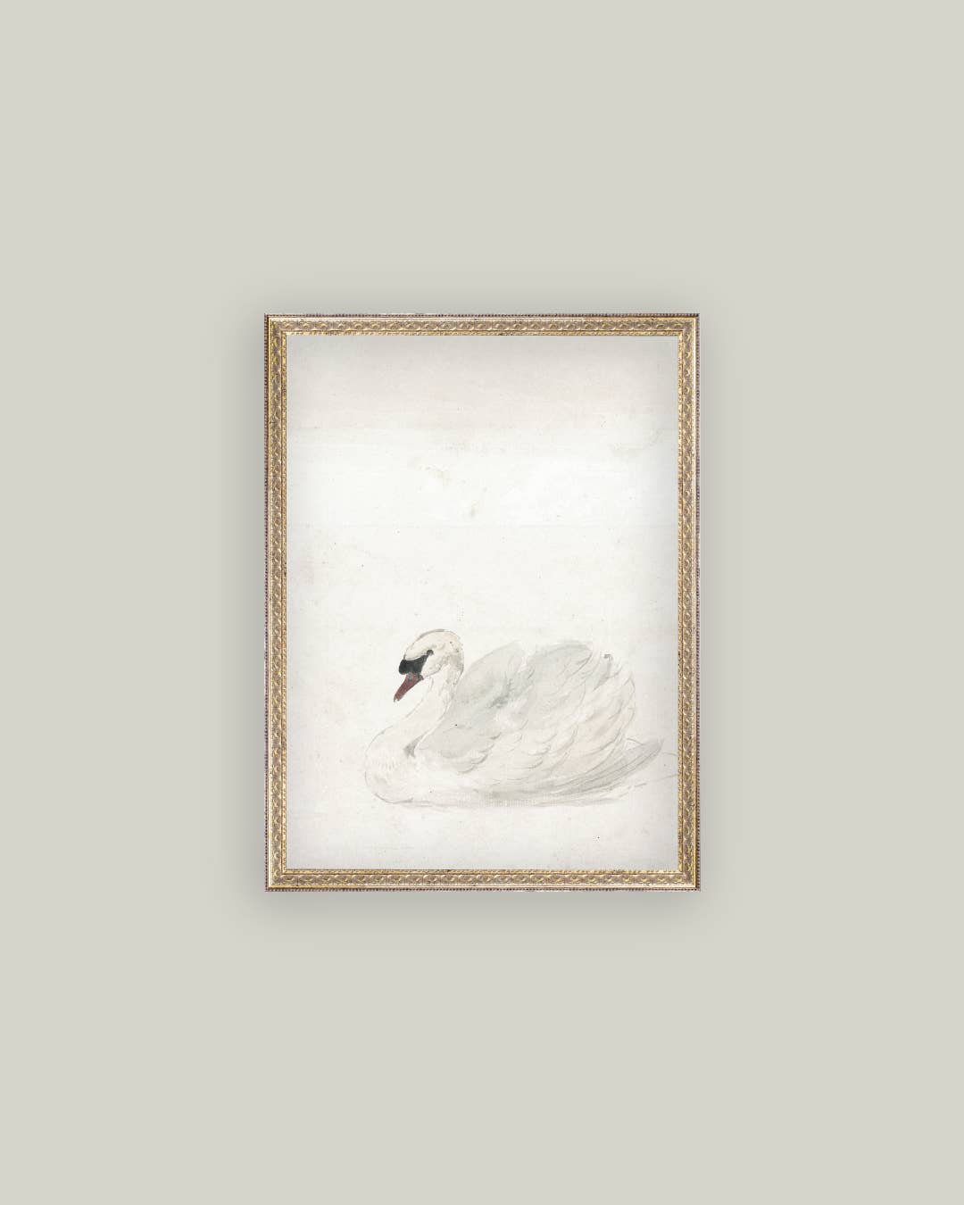 Swan Framed Antique Art: Mini