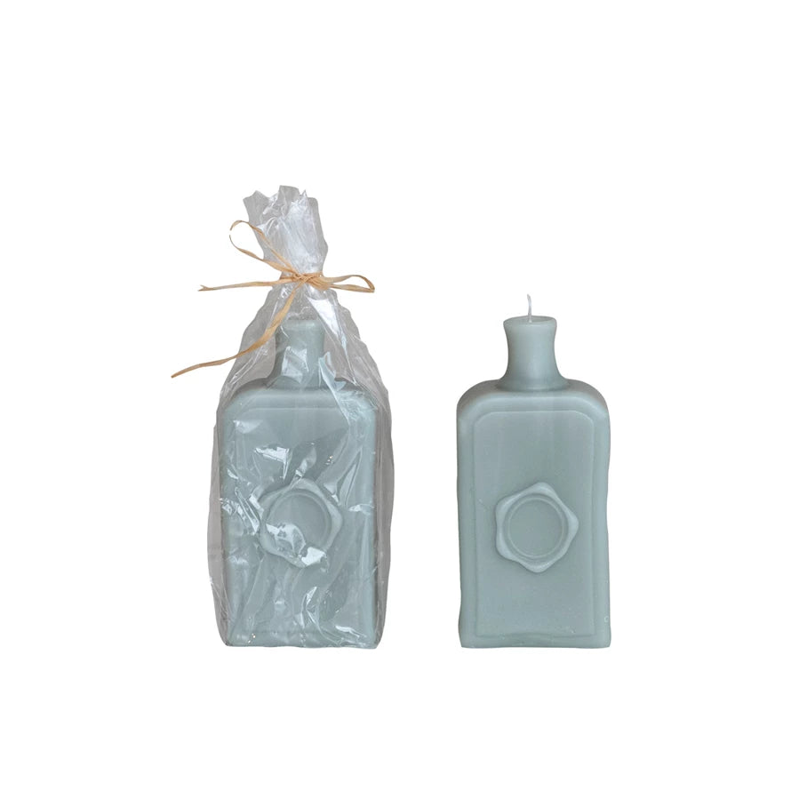 Grey Embossed Vintage Bottle Shaped Candle - Holistic Habitat 