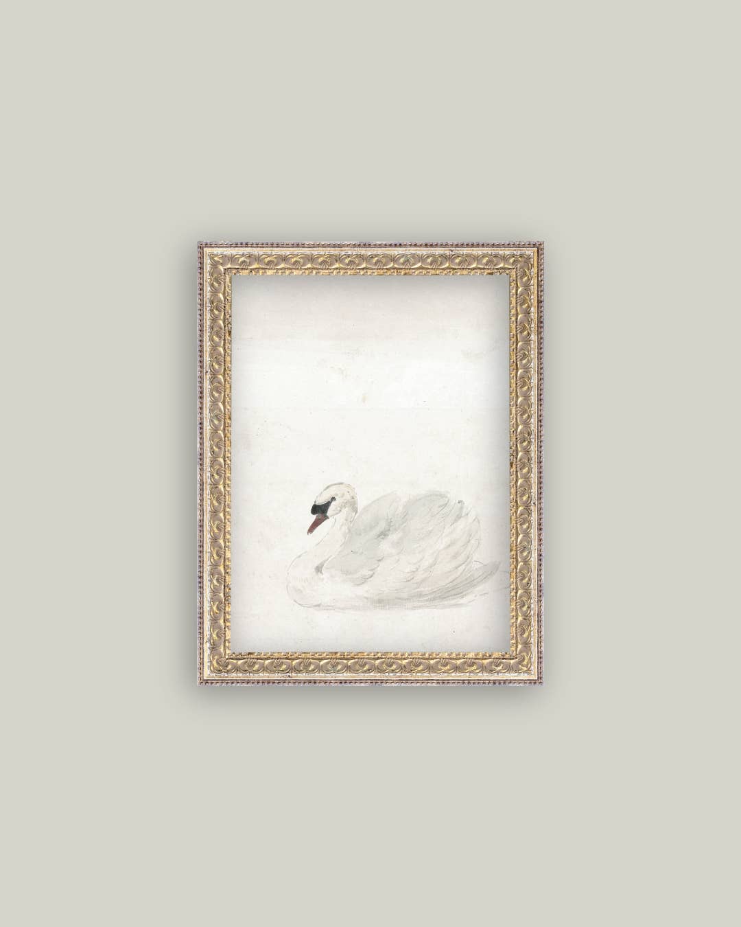 Swan Framed Antique Art: Mini