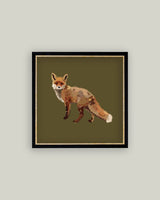 Fox Closeup Framed Antique Art: 5x5