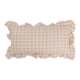 Spring Picnic Pink Plaid Ruffled Lumbar Pillow - 24x12 - Holistic Habitat 