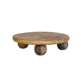 Round Mango Wood Pedestal with Ball Feet - Holistic Habitat 