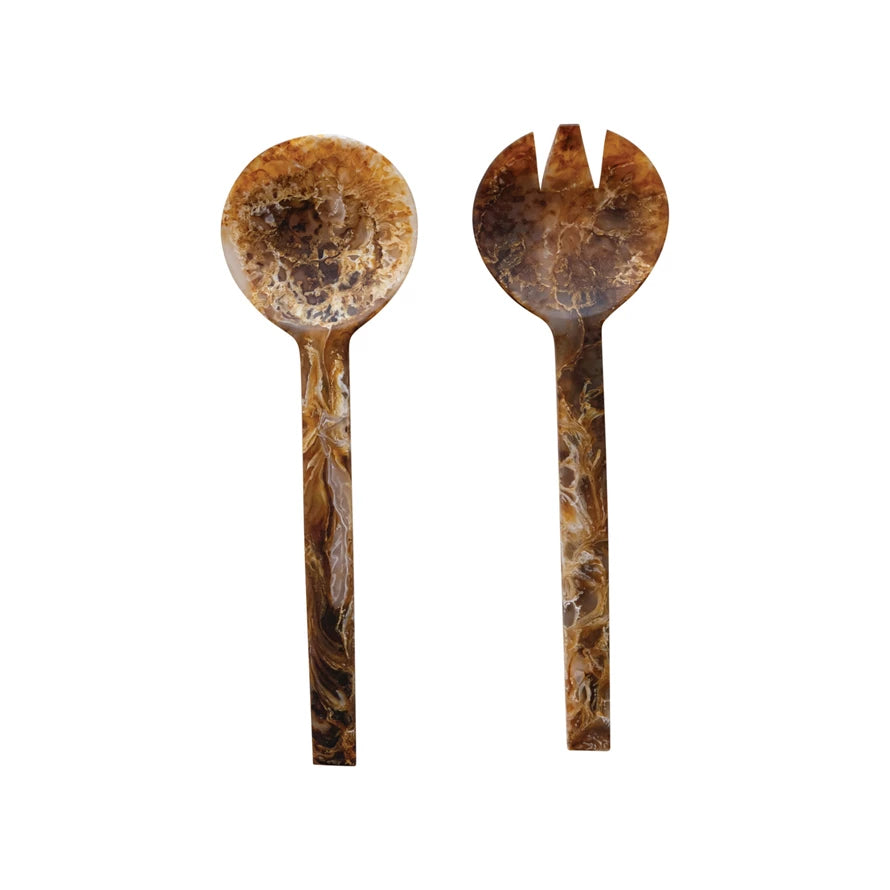 Marbled Resin Salad Servers - Set of 2 - Holistic Habitat 