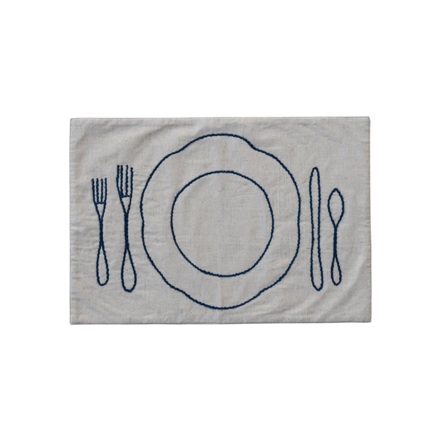 Embroidered Place Setting Linen Placemat - Holistic Habitat 