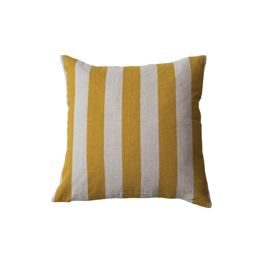 Marigold Stripe Cotton Linen Pillow - 20 Inch - Holistic Habitat 